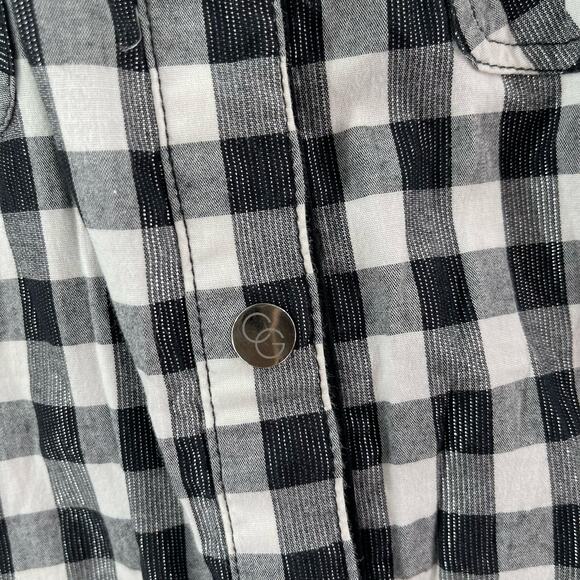 COOGI Shirt Dress Size Large Buffalo Check Plaid W&B Silver Logo Zippers Checked - Picture 12 of 16